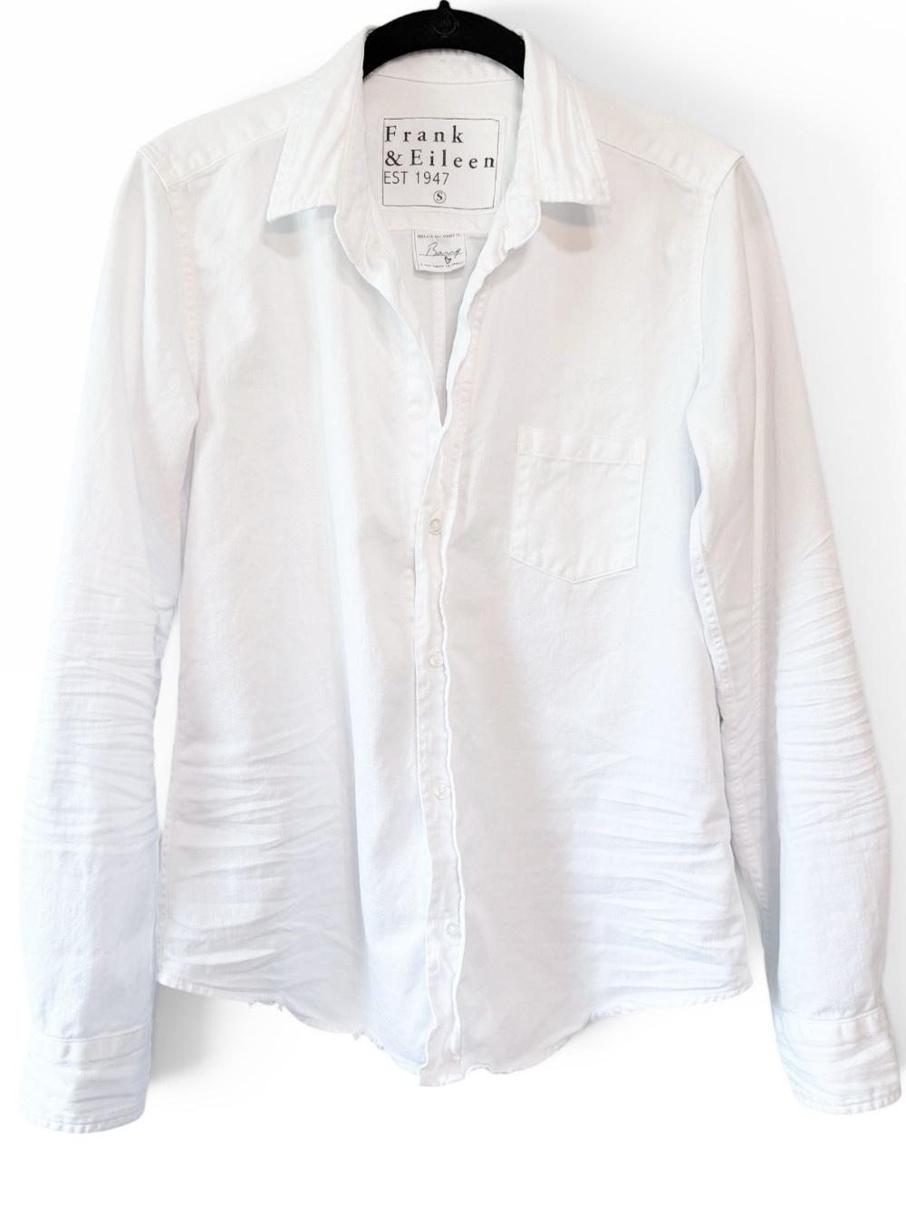 Frank & Eileen Barry Famous Denim Cotton Button Down Shirt White Size Small